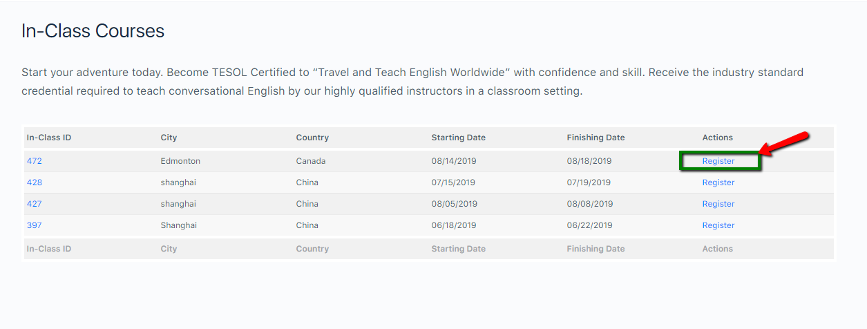 How To Enroll In An In-class (for Student   Guest Users) - Global Tesol 